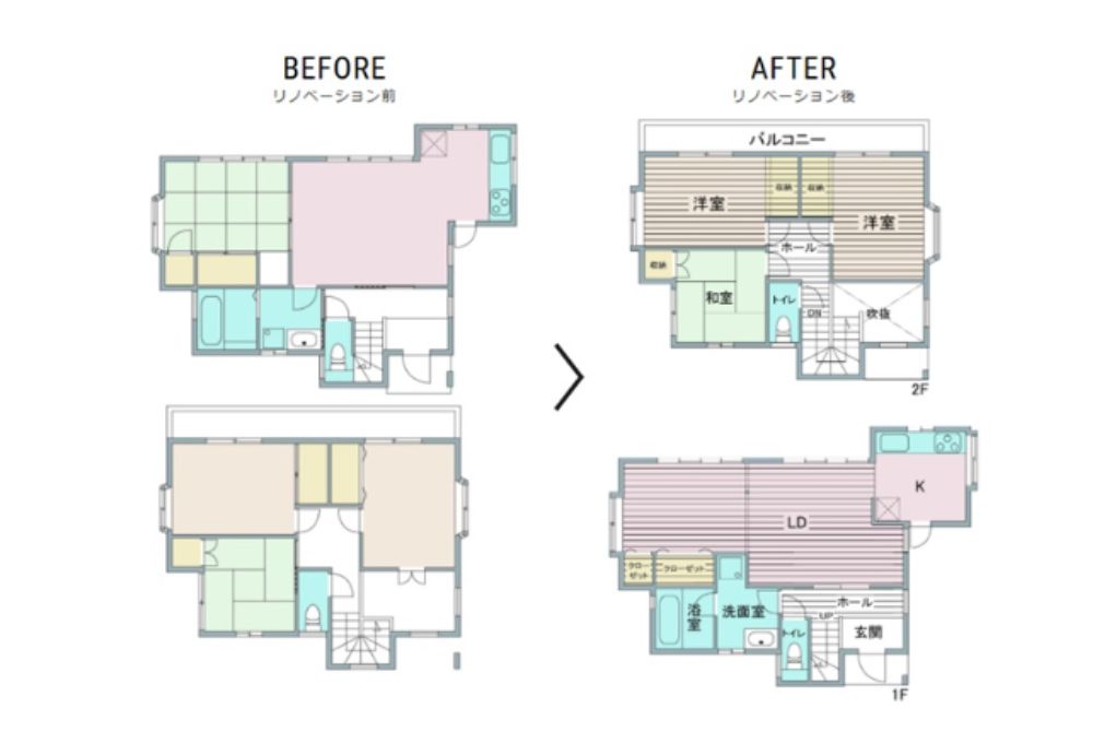 91.08m²4LDK+Wから3LDKの施工事例